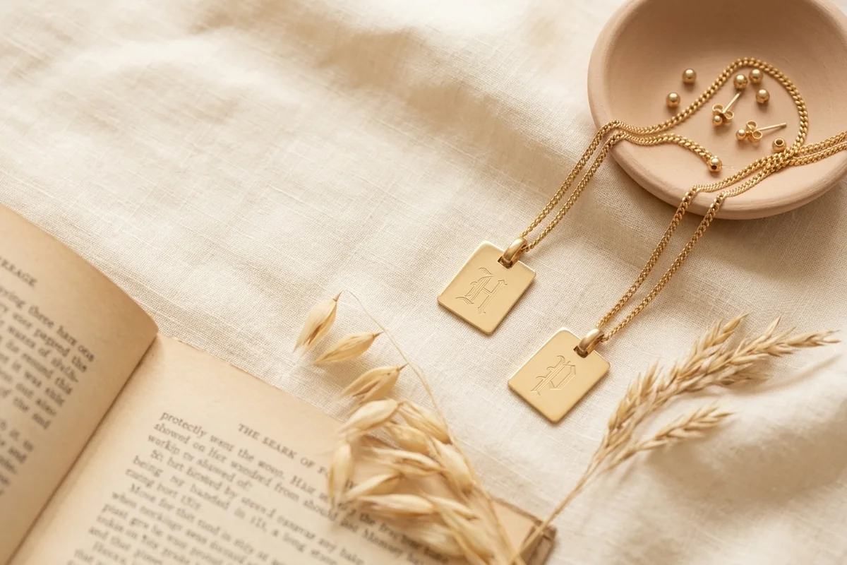 Gold-tone necklace on skin with a green discoloration mark from copper jewelry